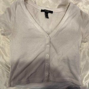 White Button Up Top with Heart Buttons